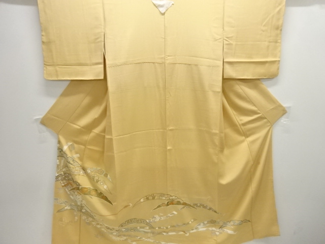 JAPANESE KIMONO / IRO-TOMESODE / UNUSED / EMBROIDERY / YUZEN / GRASS / ARTIST WORK